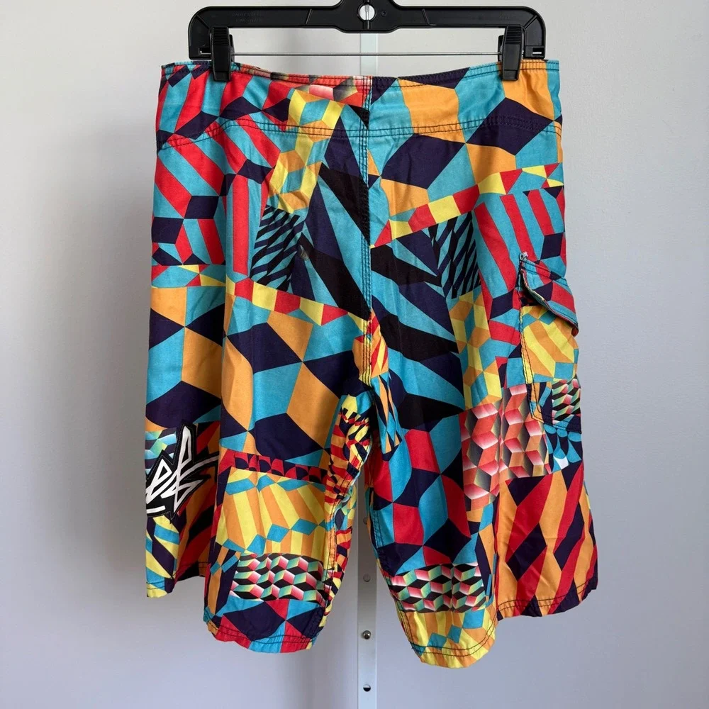 Reef Board Shorts Swim Trunks Geometric Multicolor Mens Size‎ 32